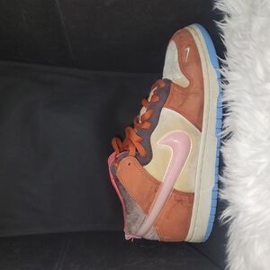 #91 Nike Dunk Social Status Multicolor High-Top Sneakers with Pink Swoosh